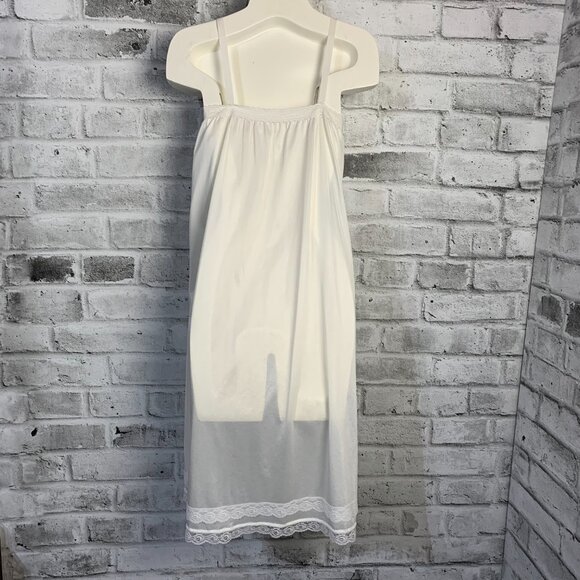 Vintage 90s Satin Lace Trim Hem Square Neck Midi Slip Lingerie Dress Nightgown - Picture 4 of 14